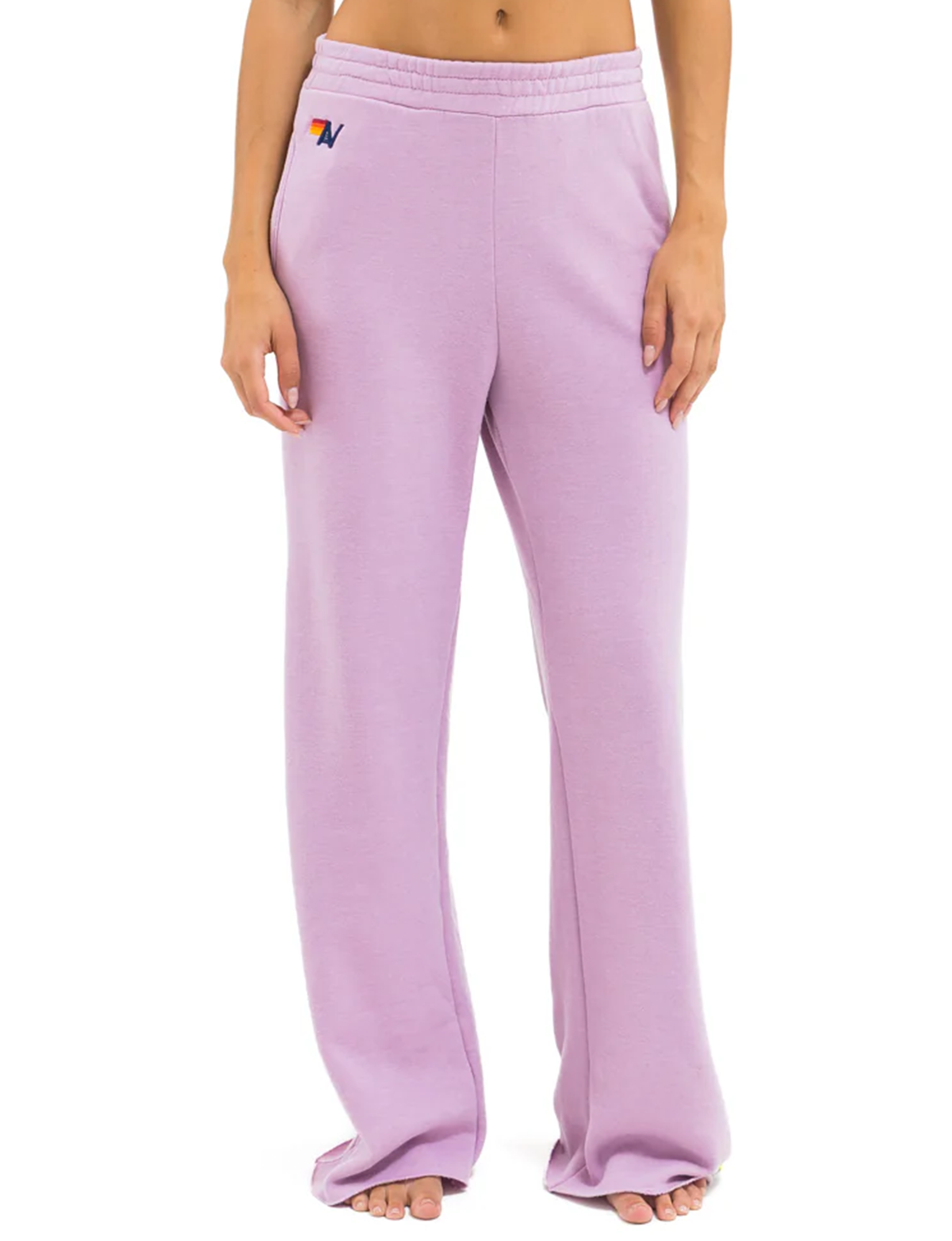 5 Stripe Wide Leg Pocket Sweatpants, Mauve/White Neon