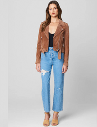 Suede Moto Jacket, Coffee Bean