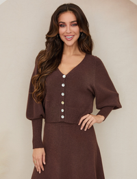 Soft Cuffed Knit Sweater, Chocolate
