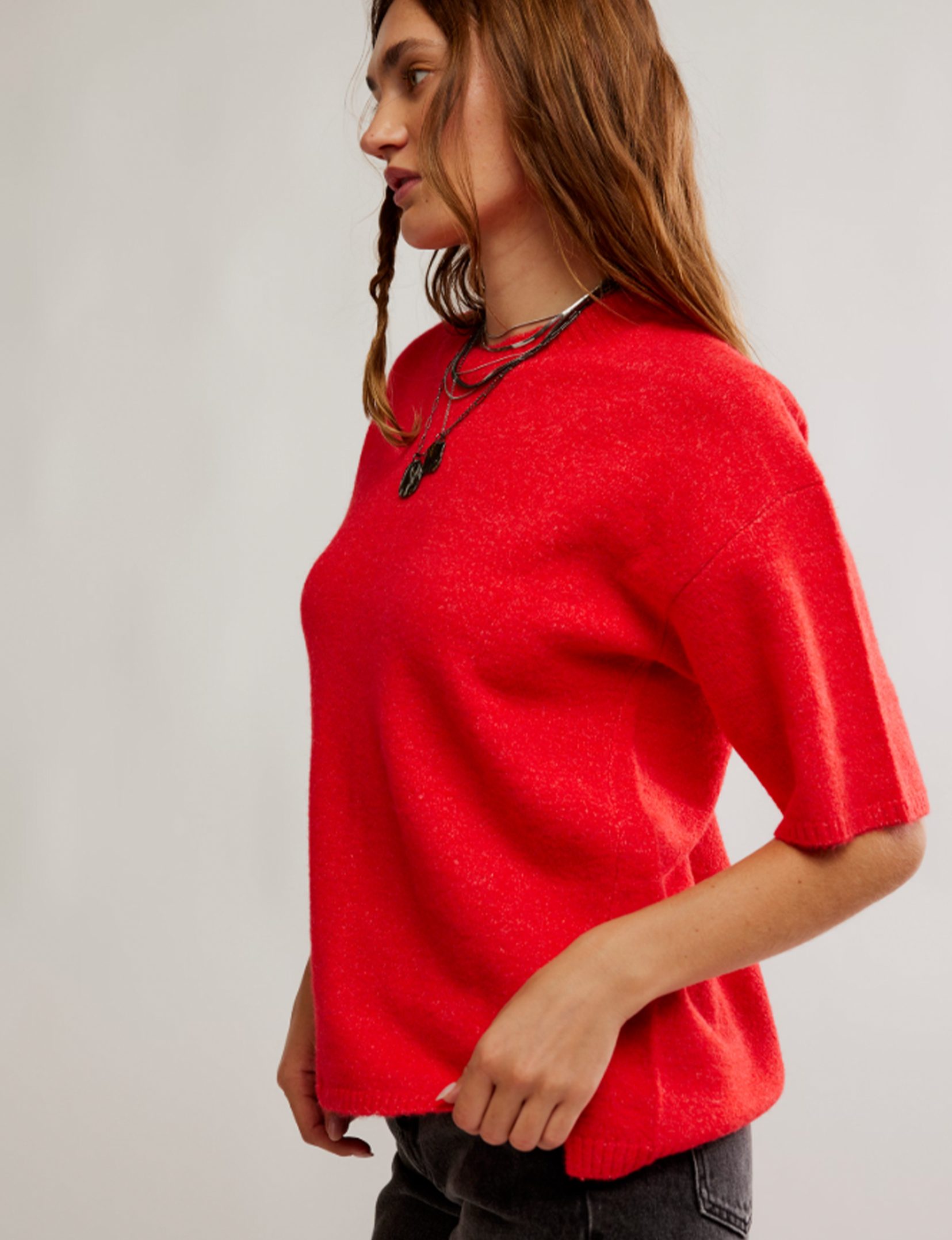 Margot Sweater Tee, Cherry Pop Melange