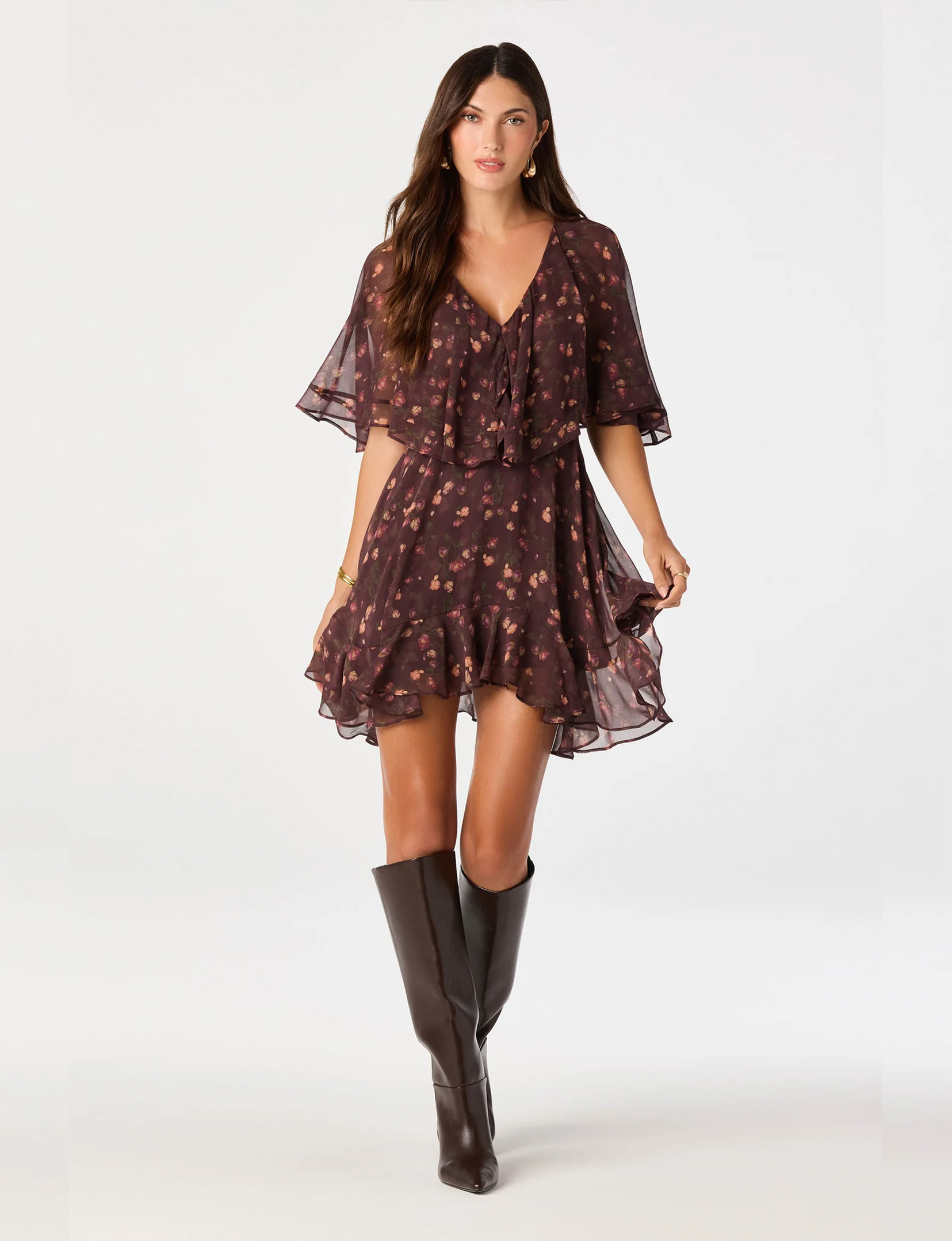 Lilah Dress, Eggplant Floral