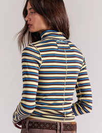 Good Good Stripe Turtleneck, Yellow/Combo