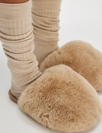 Snowball Slipper, Taupe Faux Fur