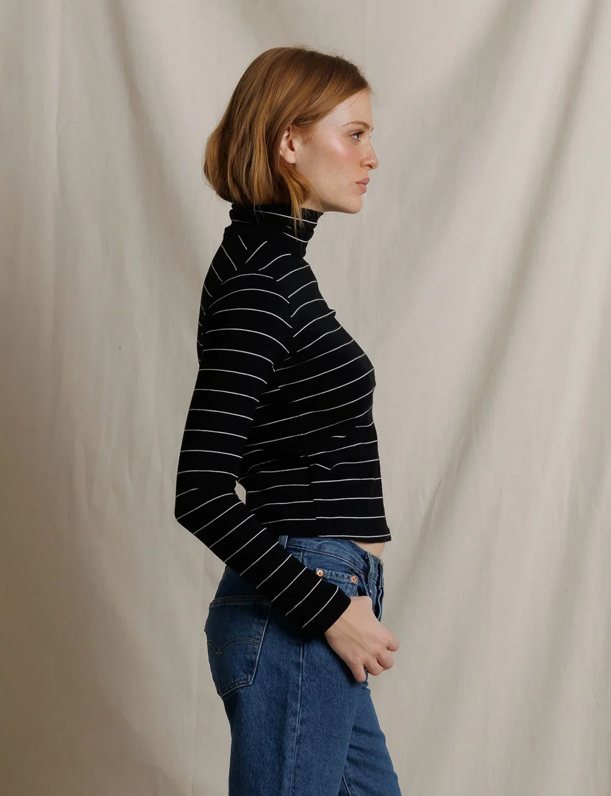 Cindy Turtleneck, Black Stripe
