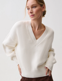 Nika V Neck Sweater, White
