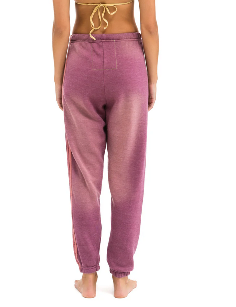 5 Stripe Women's Sweatpants, Faded Berry