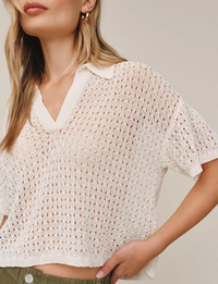 Dafne Cropped Pullover, Sand/Stone
