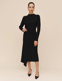 Asymmetric Hem Skirt, Black