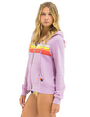 5 Stripe Zip Hoodie, Mauve/White Neon