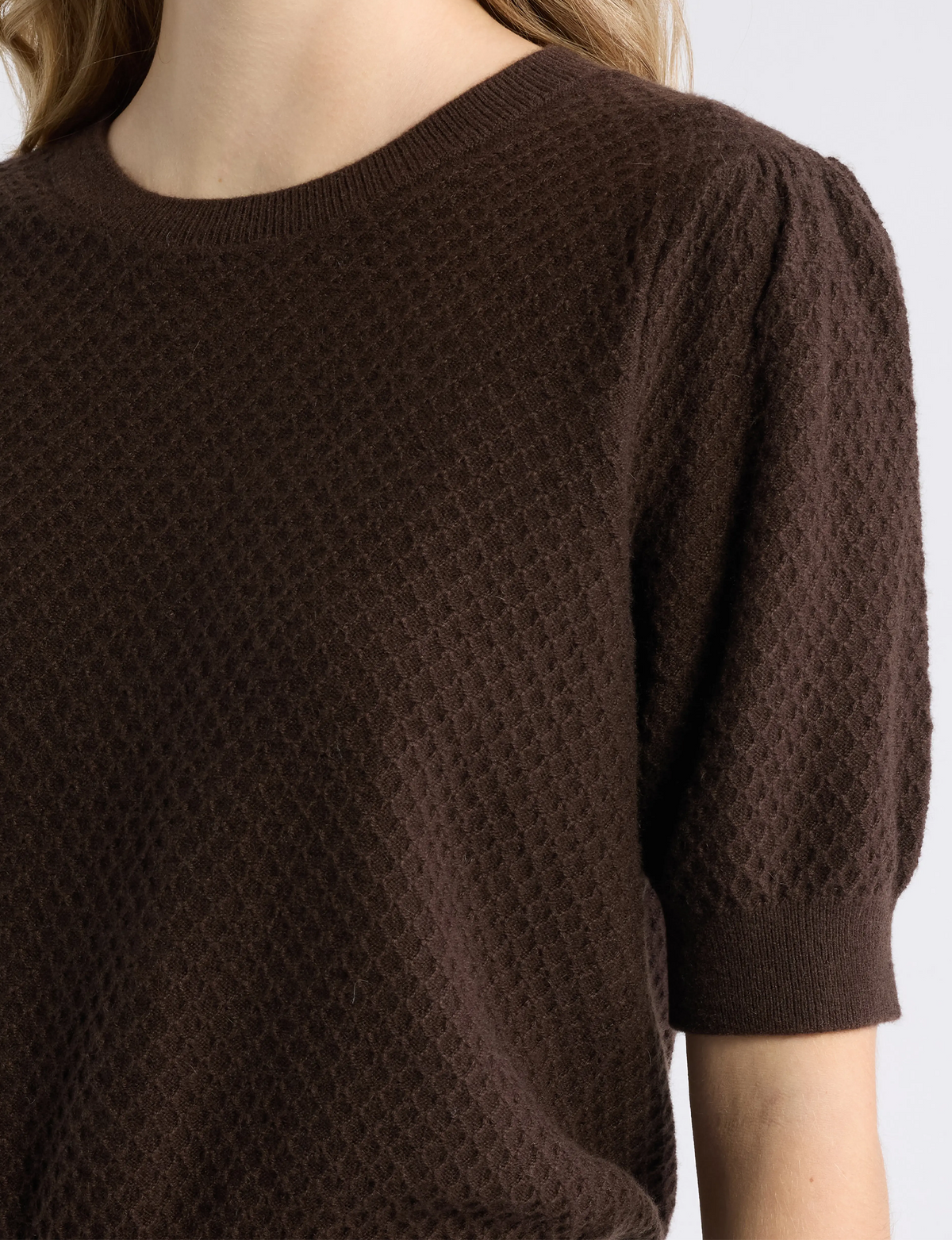 Cashmere Gathered Sweater, Mahogany