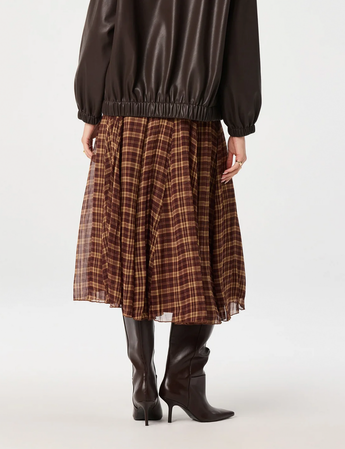 Fiori Skirt, Brown Plaid