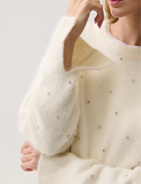 Luna Embellished Sweater, Winter White