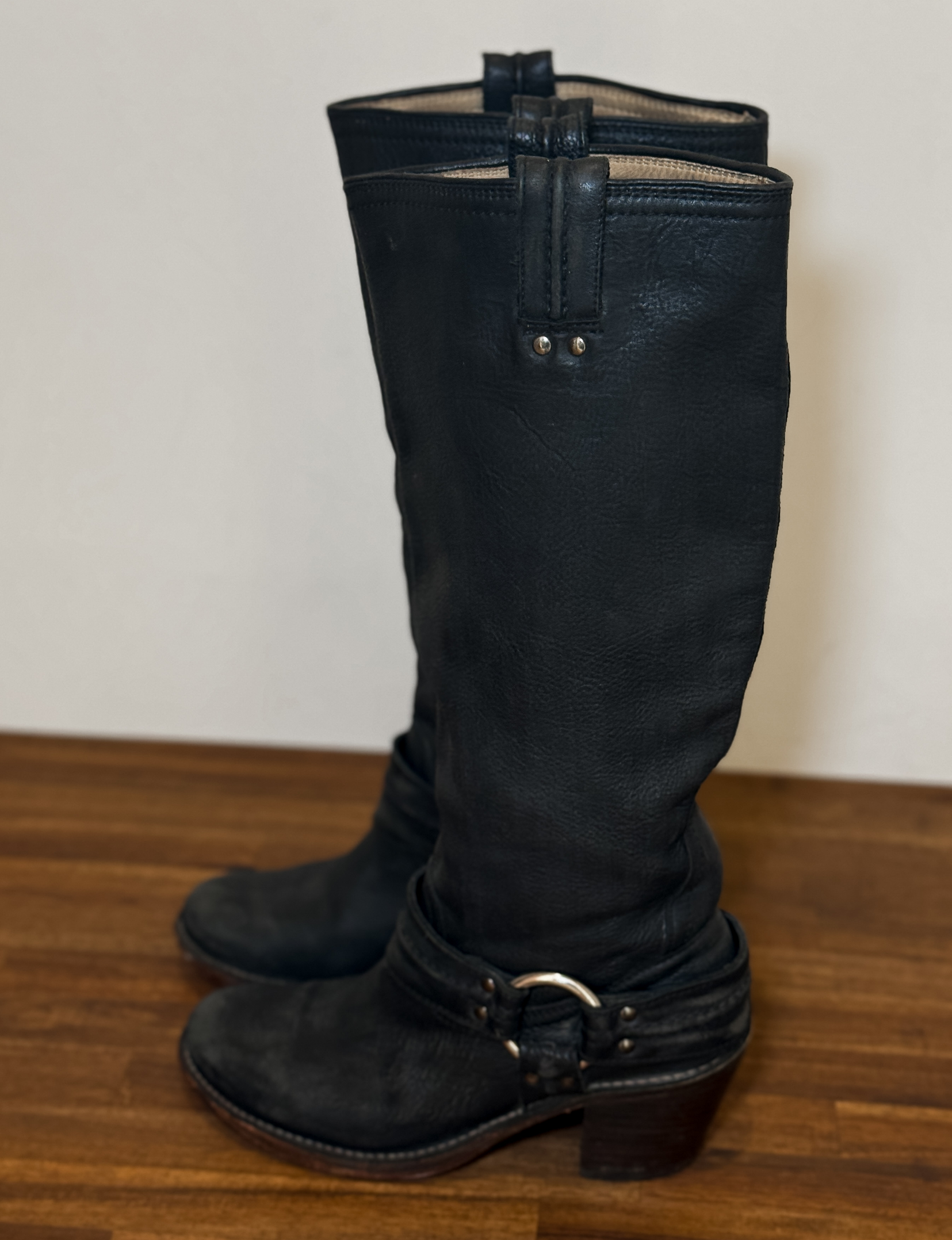 Frye Tall Harness Boots, Black Leather
