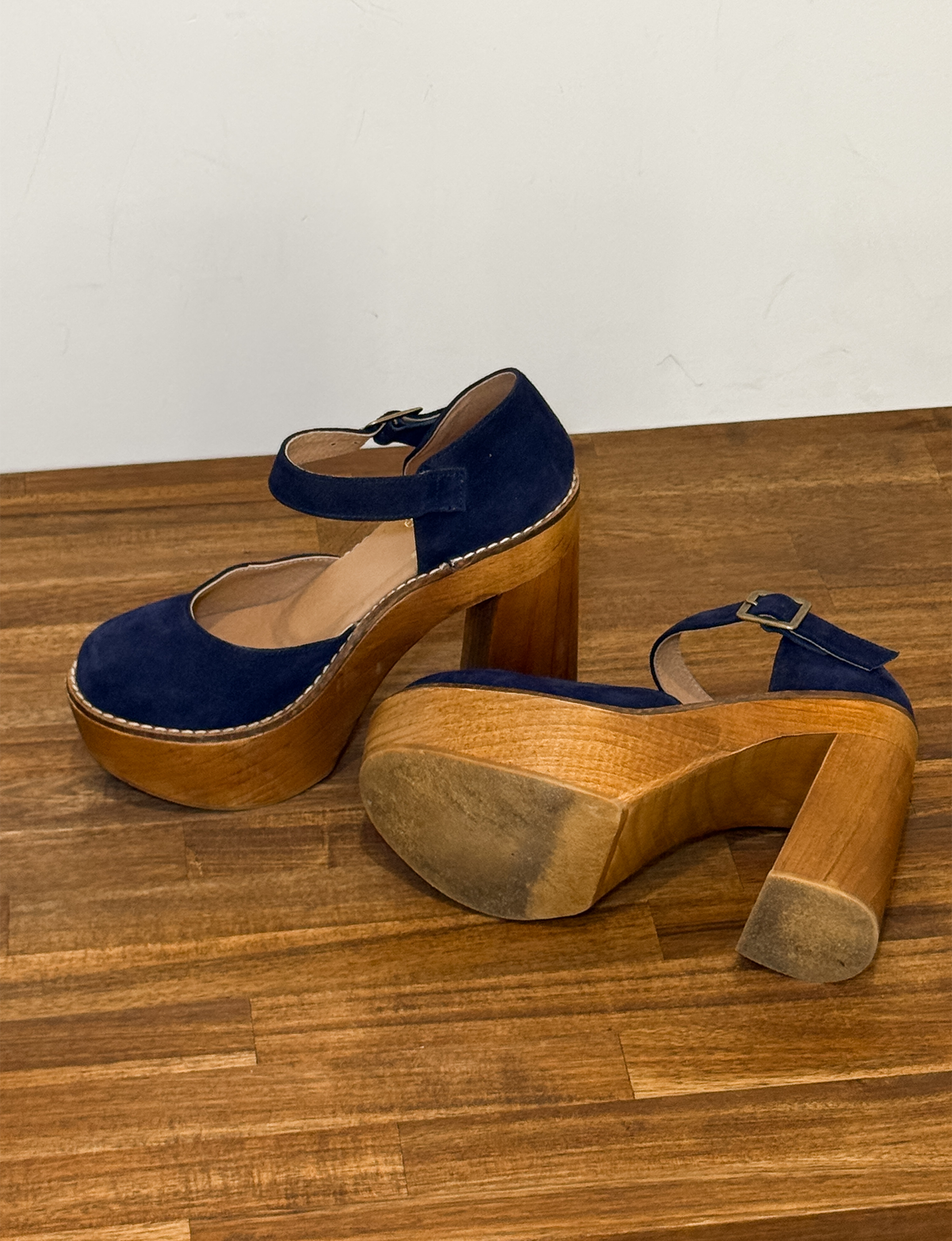 Free Bird Poppy Platform Clogs, Blue Suede