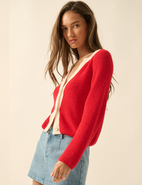 Contrast Cardi, Cherry Tomato