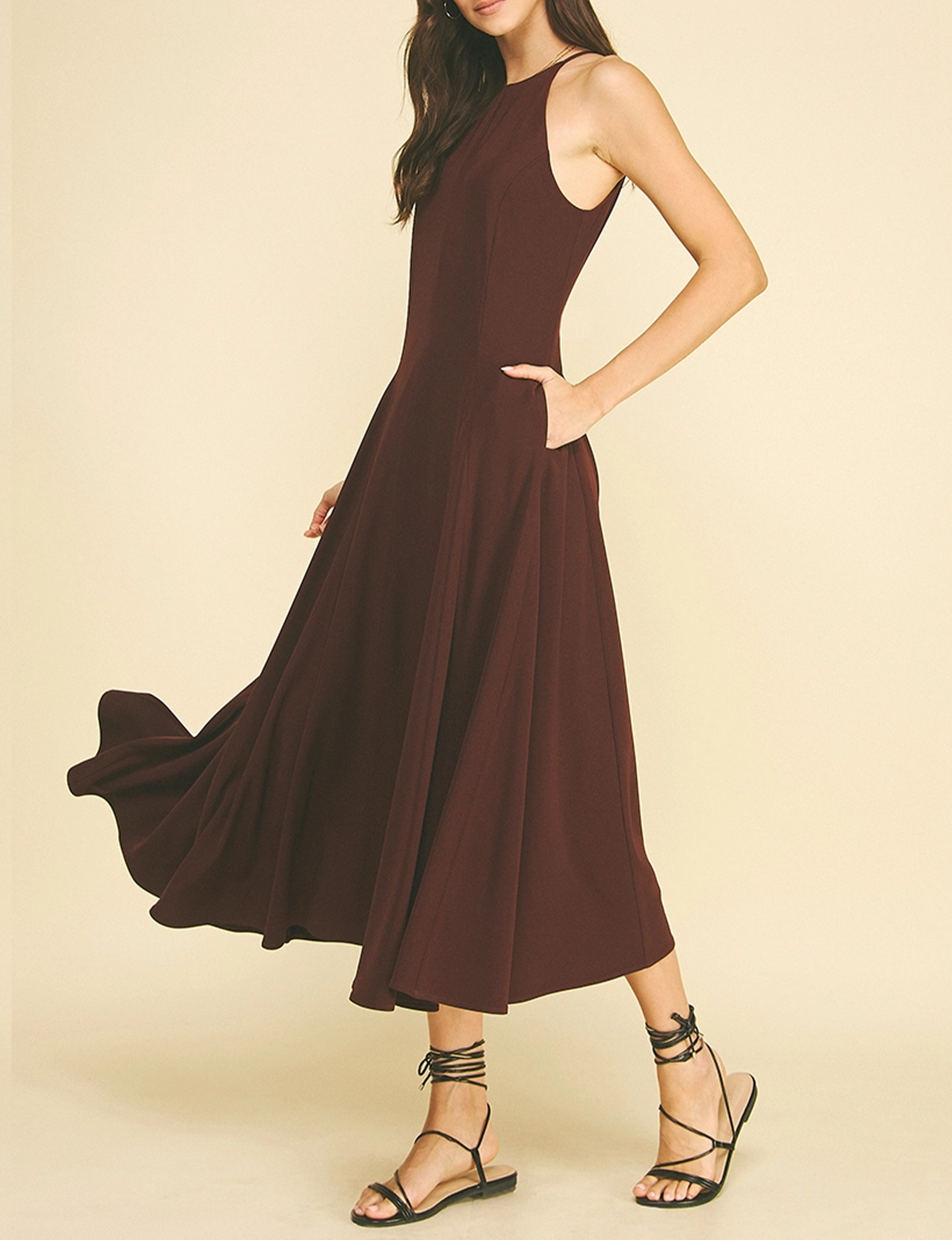 Anatasia Dress, Red/Brown