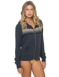 5 Stripe Zip Hoodie, Charcoal/Grey
