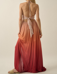 Ombre Halter Maxi Dress, Sunburn