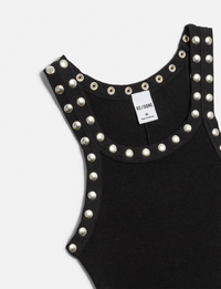 Studded Ribbed Tank, Black