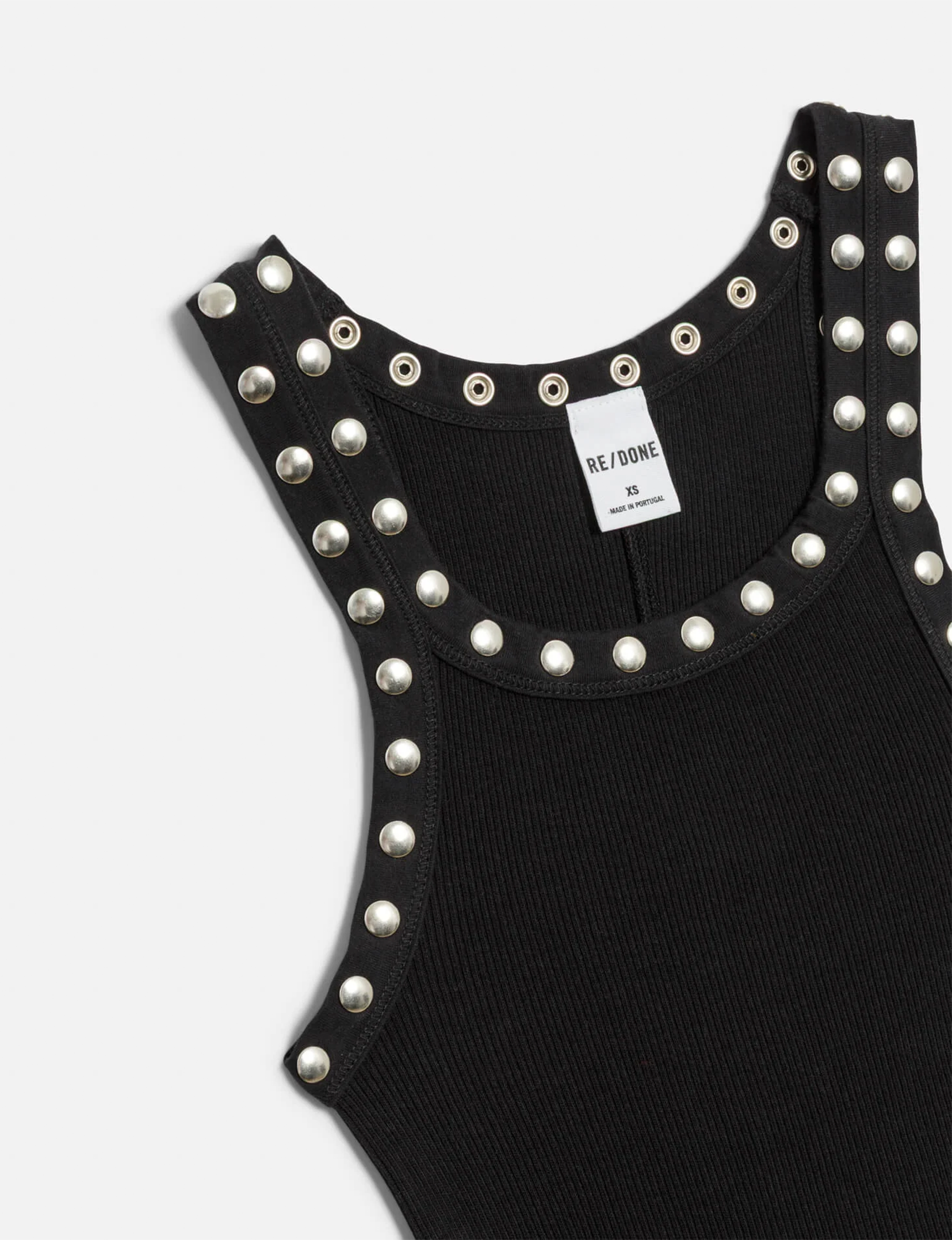 Studded Ribbed Tank, Black