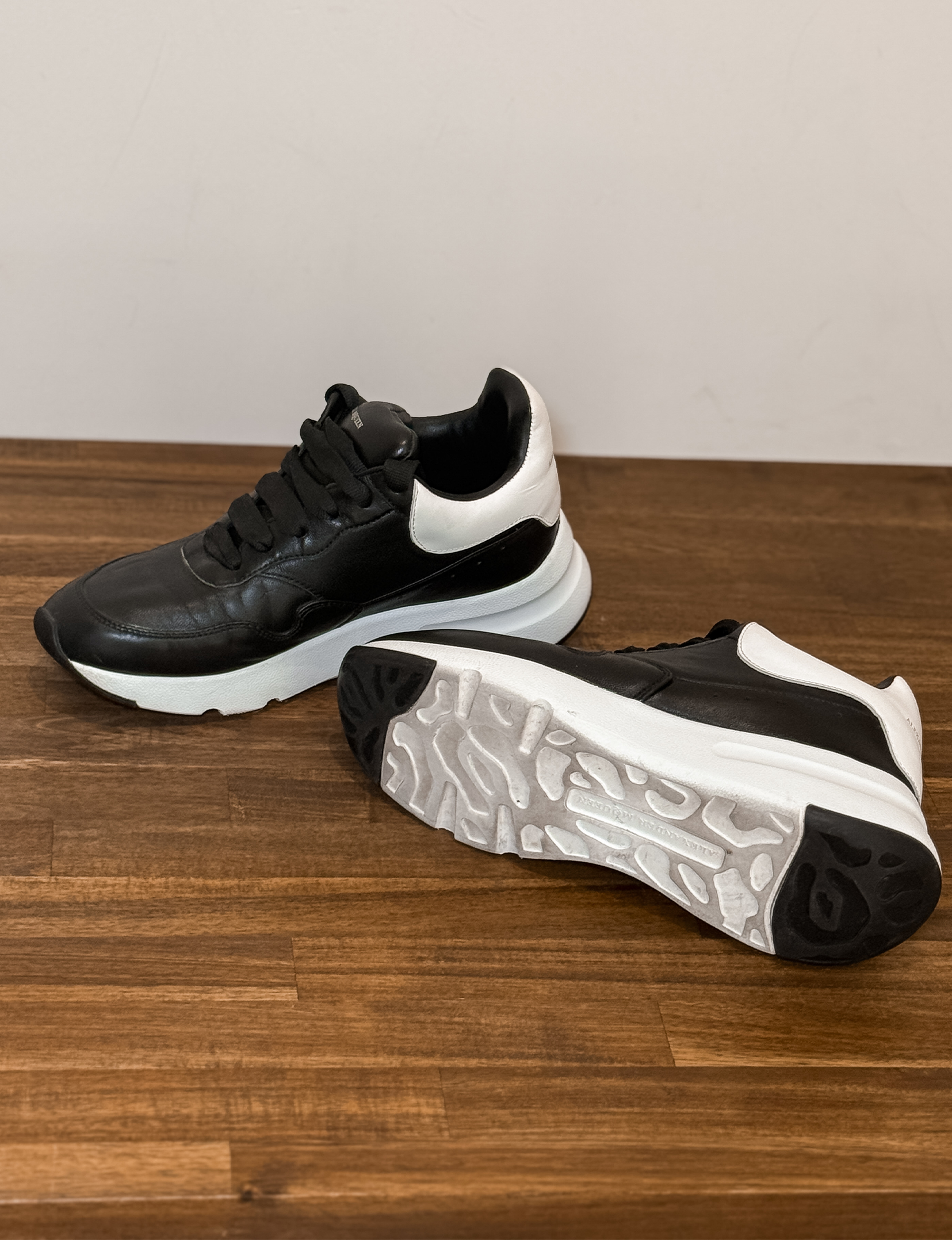 Alexander McQueen Oversized Runner Sneakers, Black/White