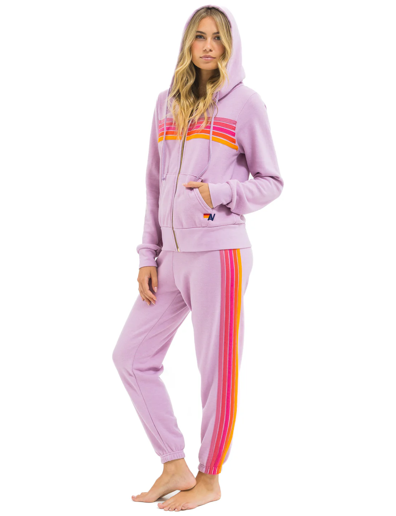 5 Stripe Sweatpants, Mauve/Magenta Orange