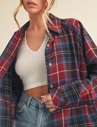 Kate Flannel Shirt, Red Combo