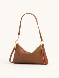 Kyle Small Handbag, Mahogany/Brushed Gold