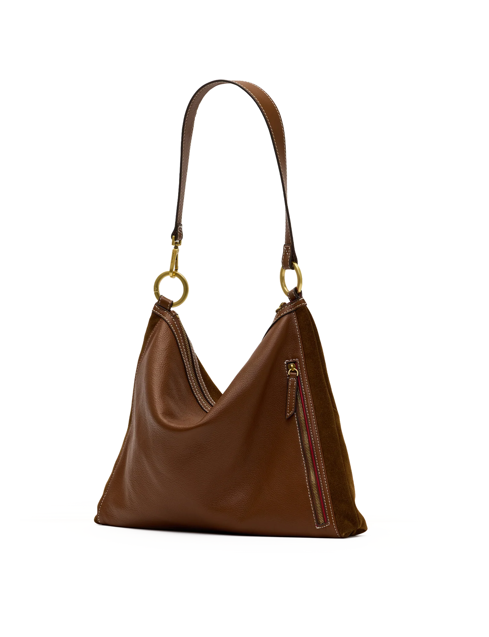 Kyle Large Handbag, Cinnamon Suede/Antique Gold