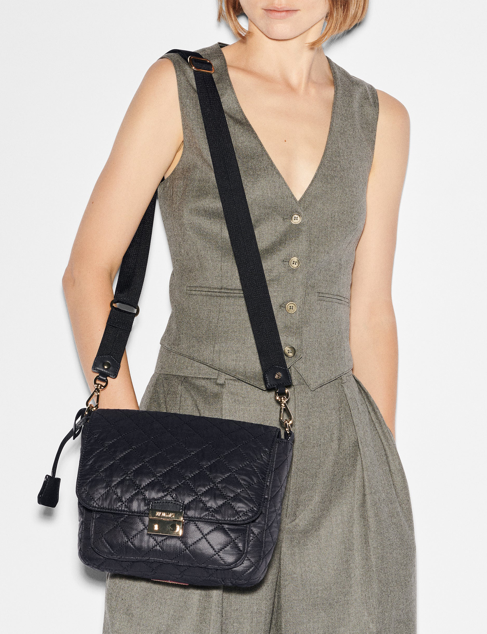 Medium Crosby Lock Crossbody, Black