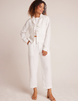 Relaxed Pleat Front Trouser, White