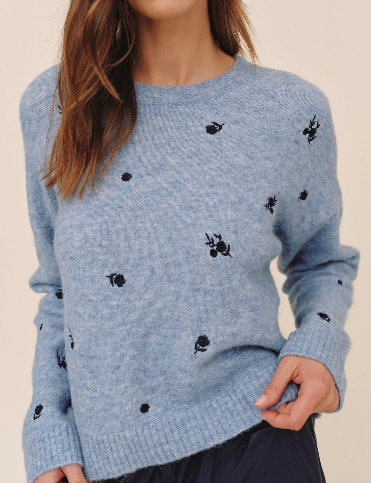 Embroidered Dream Sweater, Blue