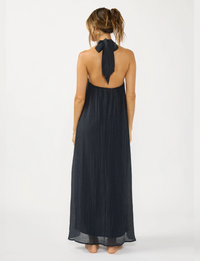 Halter O-Ring Maxi Dress, Slate Blue