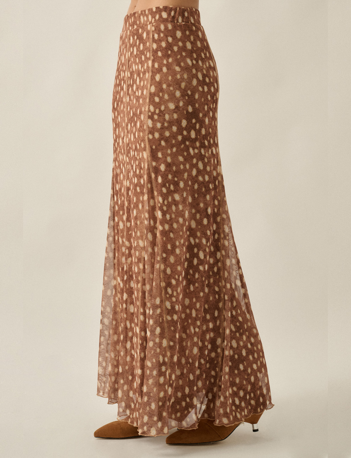Antelope Maxi Skirt, Polka Dot/Taupe