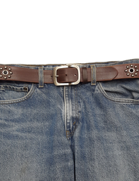 Vintage Edge Studded Belt, Brown