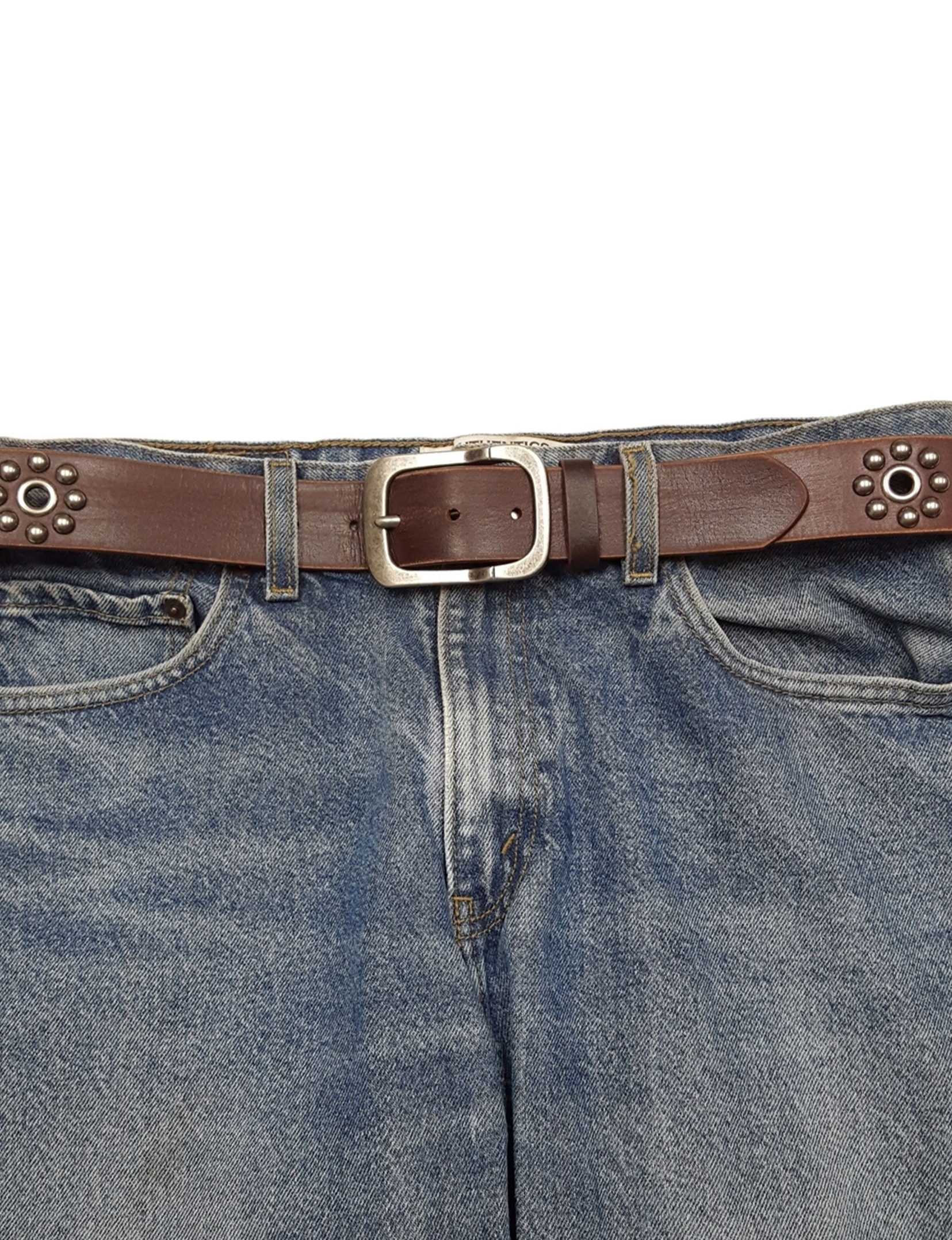 Vintage Edge Studded Belt, Brown