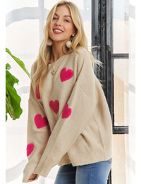 Cupid Heart Sweater, Oatmeal