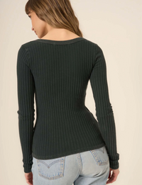 What's The Scoop Washed Rib Long Sleeve, Midnight Pine