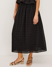 Dax Embroidered Skirt, Black