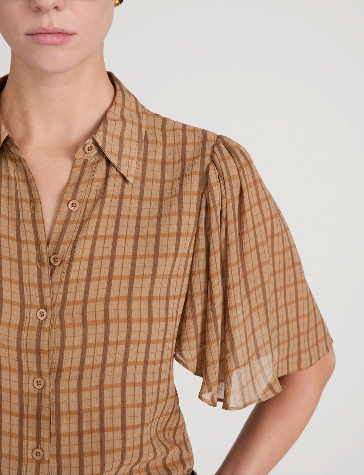 Flutter Shirt, Taupe/Multi Plaid