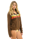 5 Stripe Zip Hoodie, Chocolate/White Neon