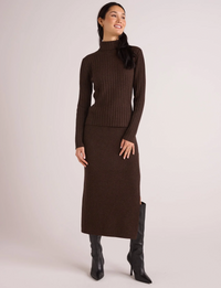 Heather Knit Skirt, Brown