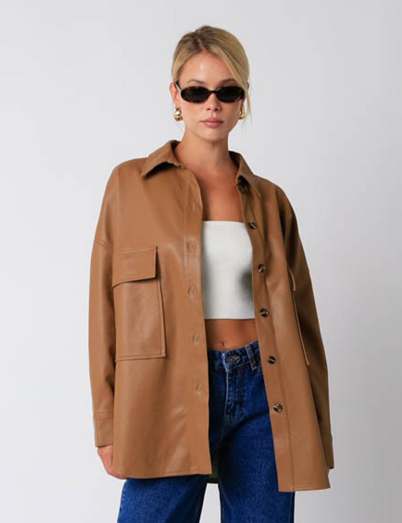 Cora Pu Jacket, Taupe