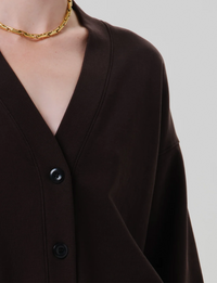 Fleece Cardigan, Chocolate