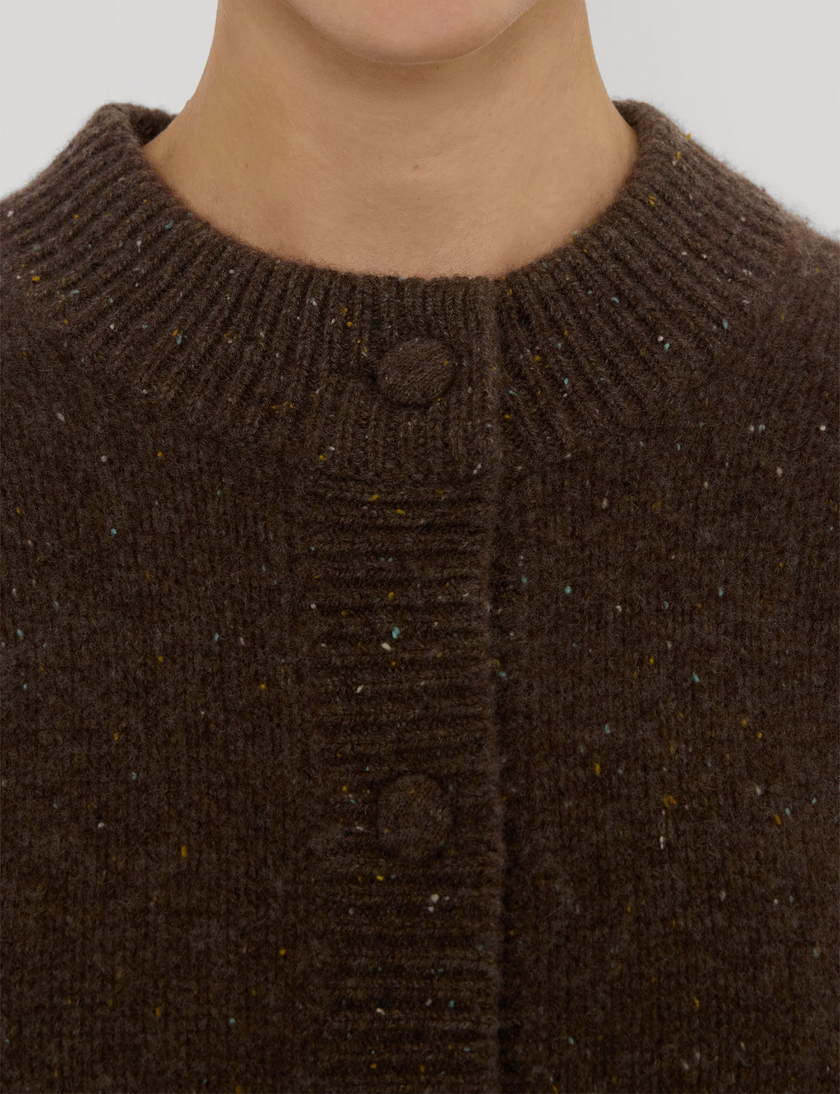 Cashmere Fleck Cardi, Brown