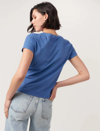 The Mountains Are Calling Flocked Tee, Blue Yonder