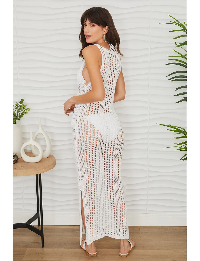 Crochet Maxi Dress, White