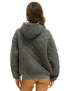 Quilted Relaxed Pullover Hoodie, Heather Grey