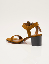 Buckle Up Block Heel, Driftwood Tan Suede