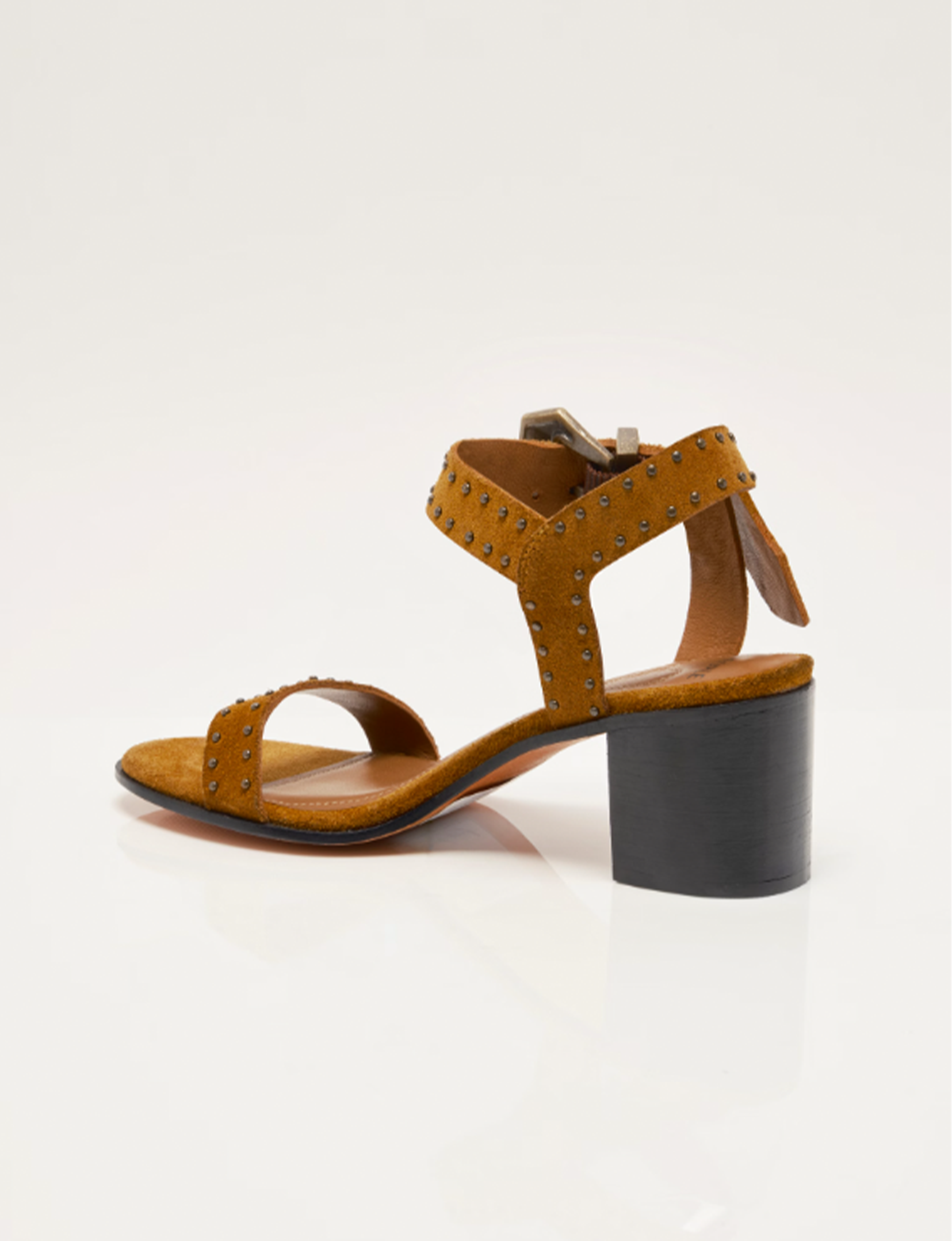 Buckle Up Block Heel, Driftwood Tan Suede